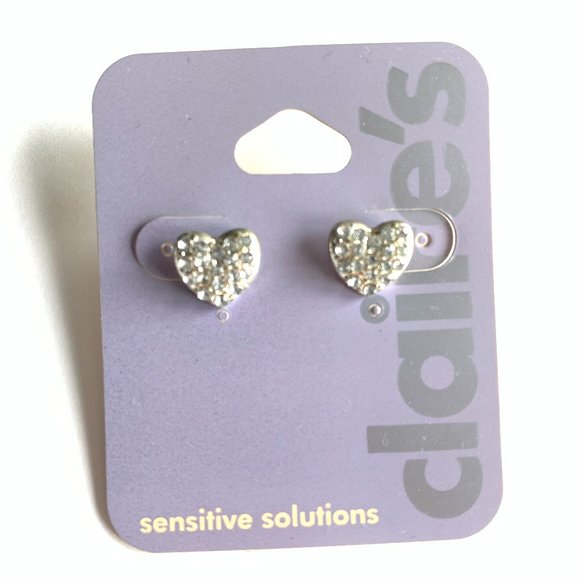 ♥ Y2K Sparkly Heart Stud Earrings ♥ Claire's Hypoallergenic